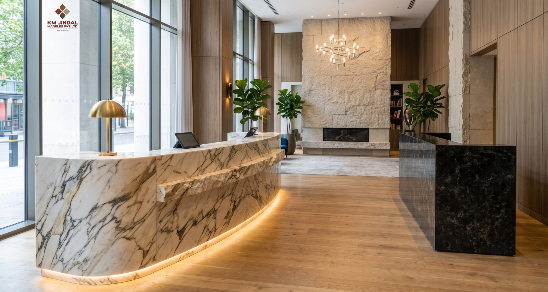 Grand Corporate Marble Reception Counter