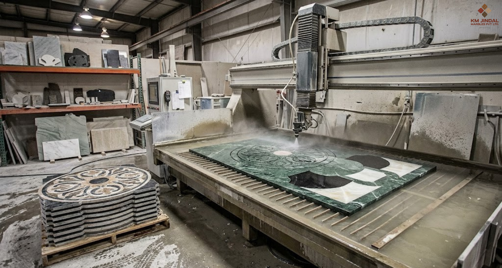 Intricate Waterjet Stone Inlay Flooring